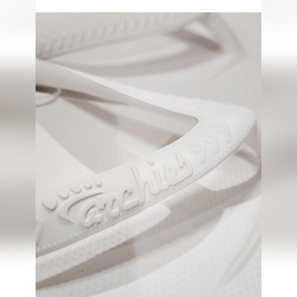 Archies Arch Support Thong WHITE LEATHER Flip Flops Sandal Men 10 Women 11 New - Picture 8 of 16